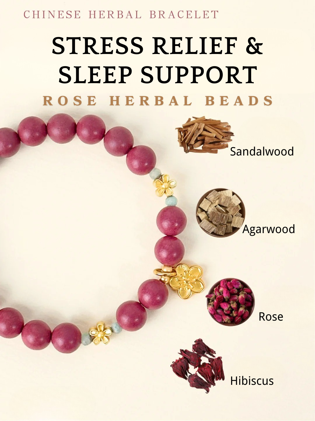 🌹 Rose Herbal Beads — Inner Calm & Restful Sleep 🌿